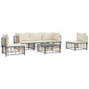 vidaXL 6 Piece Garden Lounge Set with Cushions Anthracite Poly Rattan