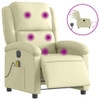 vidaXL Electric Massage Recliner Chair Cream Real Leather