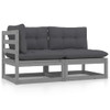 vidaXL 2 Piece Garden Lounge Set with Cushions Grey Solid Pinewood