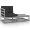 vidaXL 2 Piece Garden Lounge Set with Cushions Grey Solid Pinewood