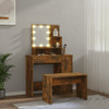 vidaXL Dressing Table Set with LED Smoked Oak Engineered Wood