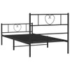 vidaXL Metal Bed Frame with Headboard and Footboard Black 107x203 cm