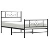 vidaXL Metal Bed Frame with Headboard and Footboard Black 107x203 cm