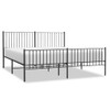 vidaXL Metal Bed Frame with Headboard and Footboard Black 183x203 cm King