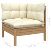 vidaXL 3 Piece Garden Lounge Set with Cream Cushions Solid Pinewood