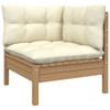 vidaXL 3 Piece Garden Lounge Set with Cream Cushions Solid Pinewood