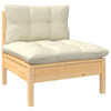 vidaXL 3 Piece Garden Lounge Set with Cream Cushions Solid Pinewood