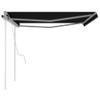 vidaXL Manual Retractable Awning with Posts 4x3 m Anthracite