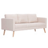 vidaXL 3-Seater Sofa Fabric Cream