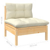 vidaXL 3-Seater Garden Sofa with Cream Cushions Solid Pinewood