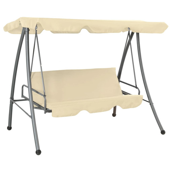 Outdoor Swing Bench with Canopy Sand White