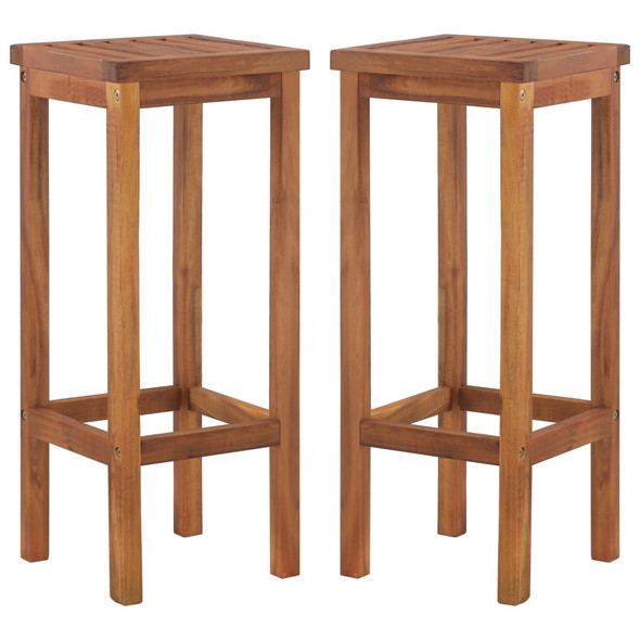 Bar Chairs 2 pcs Solid Acacia Wood