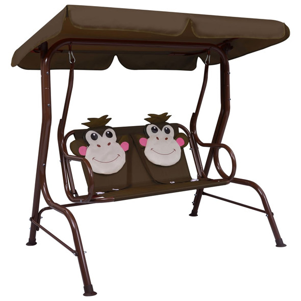 Kids Swing Bench Brown 115x75x110 cm Fabric