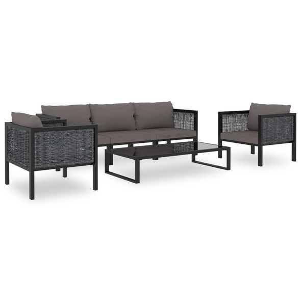 6 Piece Garden Lounge Set with Cushions Poly Rattan Anthracite