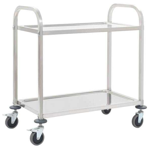 2-Tier Kitchen Trolley 96.5x55x90 cm Stainless Steel