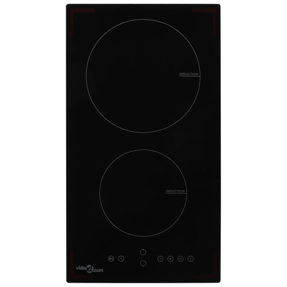 Induction Hob with 2 Burners Touch Control Glass 3500 W