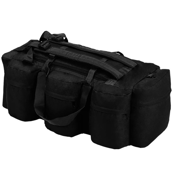 3-in-1 Army-Style Duffel Bag 90 L Black