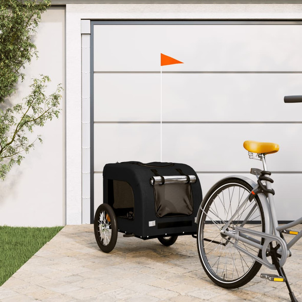 Dog Bike Trailer Black Oxford Fabric and Iron