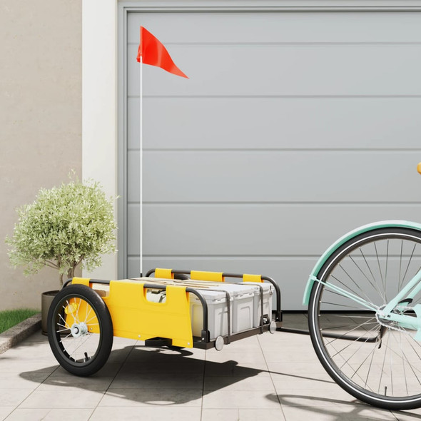 Cargo Bike Trailer Yellow Oxford Fabric and Iron