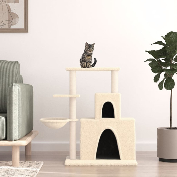 Cat Tree with Sisal Scratching Posts Cream 83 cm