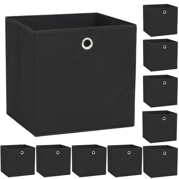 Storage Boxes 10 pcs Non-woven Fabric 32x32x32 cm Black