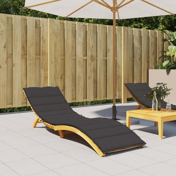 Sun Lounger Cushion Black 200x70x3cm Oxford Fabric