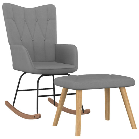 Rocking Chair with a Stool Dark Grey Fabric