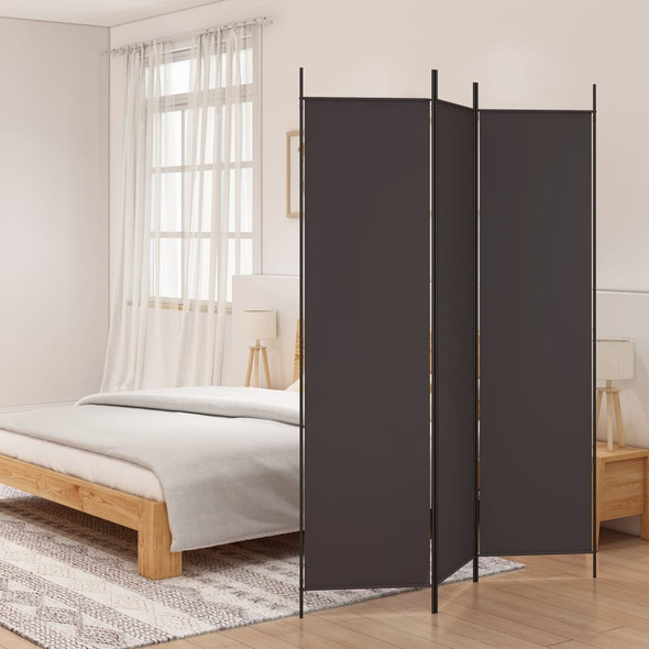 3-Panel Room Divider Brown 150x200 cm Fabric