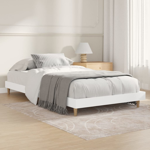 Bed Frame White 92x187 cm Single Bed Size Engineered Wood