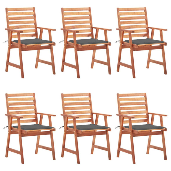 Outdoor Dining Chairs 6 pcs with Cushions Solid Acacia Wood