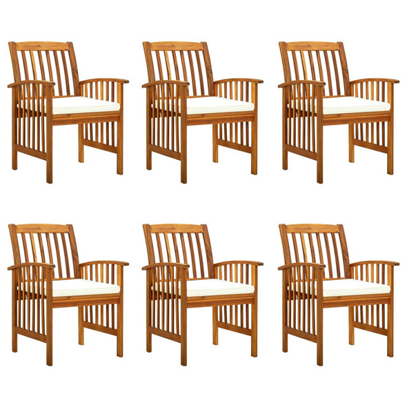 Garden Dining Chairs 6 pcs with Cushions Solid Wood Acacia