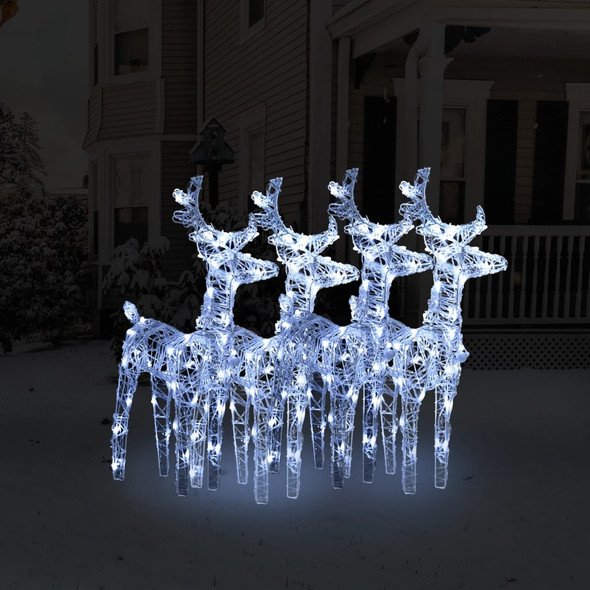 Christmas Reindeers 4 pcs Cold White 160 LEDs Acrylic