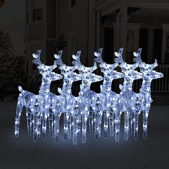 Christmas Reindeers 6 pcs Cold White 240 LEDs Acrylic