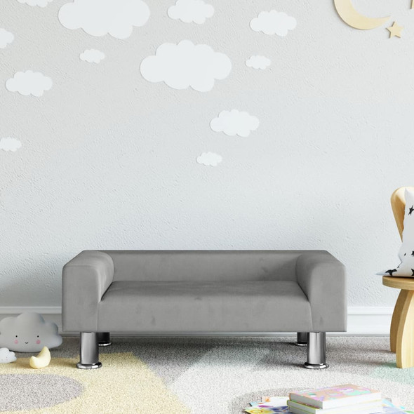 Kids Sofa Light Grey 70x45x26.5 cm Velvet