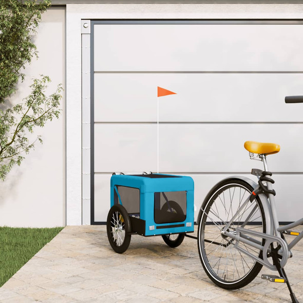 Dog Bike Trailer Blue and Black Oxford Fabric and Iron