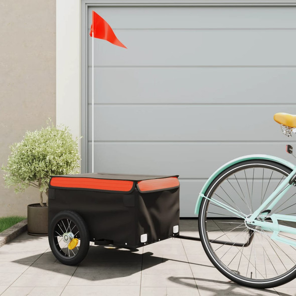 Bike Cargo Trailer Black and Orange 30 kg Iron