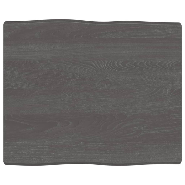 Table Top Dark Grey 60x50x4 cm Treated Solid Wood Oak Live Edge