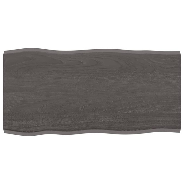 Table Top Dark Grey 80x40x2 cm Treated Solid Wood Oak Live Edge