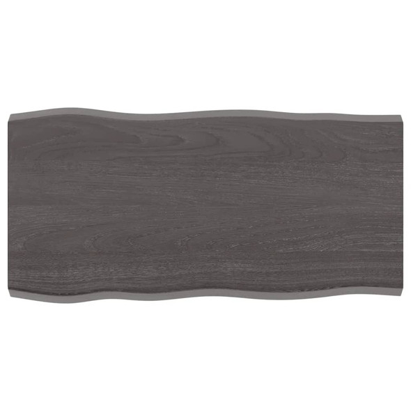 Table Top Dark Grey 80x40x4 cm Treated Solid Wood Oak Live Edge