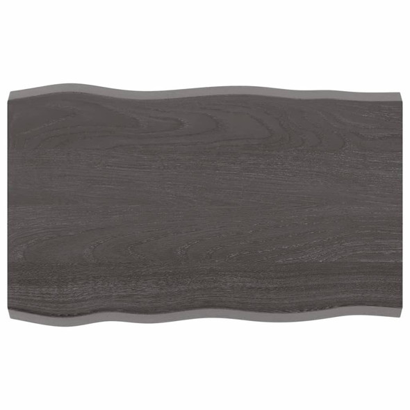 Table Top Dark Grey 80x50x4 cm Treated Solid Wood Oak Live Edge