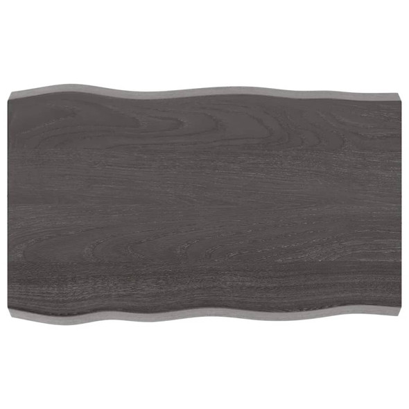 Table Top Dark Grey 80x50x6 cm Treated Solid Wood Oak Live Edge