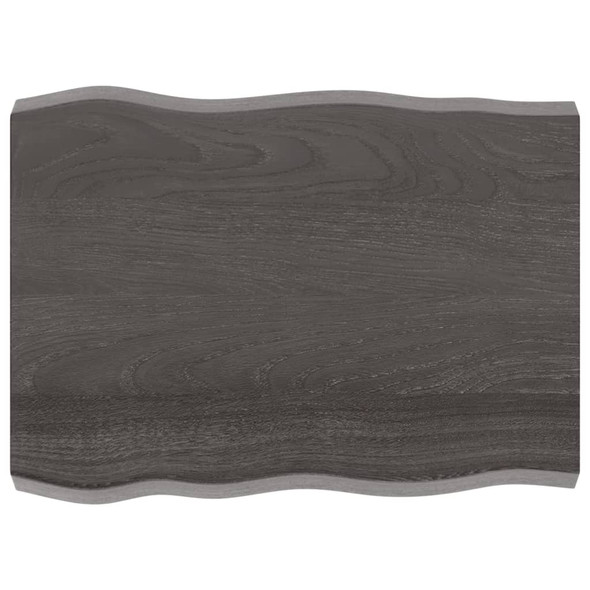 Table Top Dark Grey 80x60x6 cm Treated Solid Wood Oak Live Edge