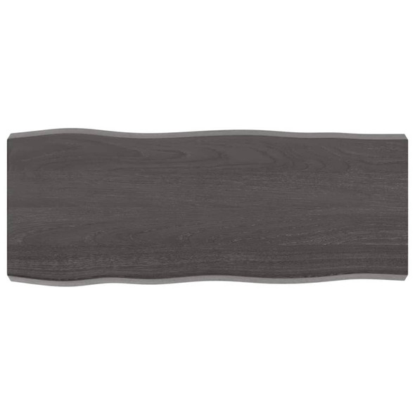 Table Top Dark Grey 100x40x6 cm Treated Solid Wood Oak Live Edge