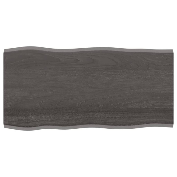 Table Top Dark Grey 100x50x2 cm Treated Solid Wood Oak Live Edge