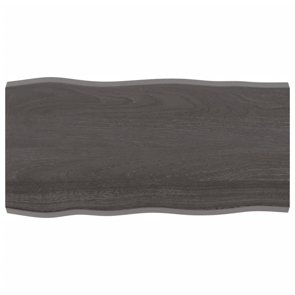 Table Top Dark Grey 100x50x4 cm Treated Solid Wood Oak Live Edge