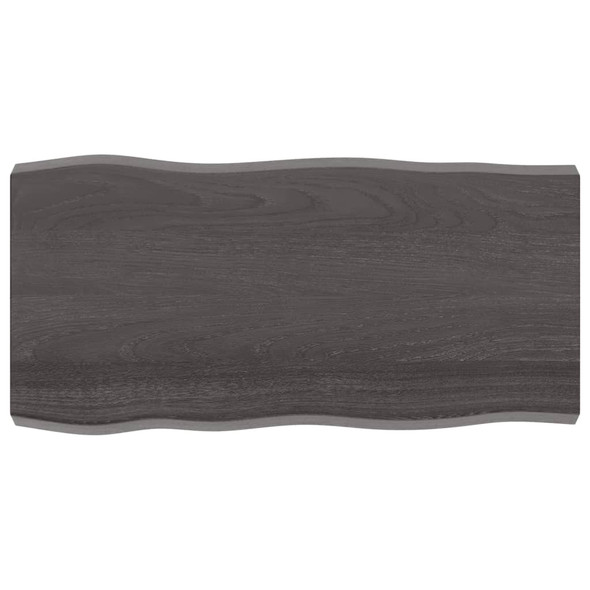 Table Top Dark Grey 100x50x6 cm Treated Solid Wood Oak Live Edge