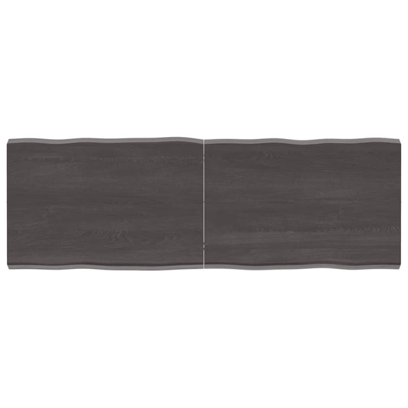 Table Top Dark Grey 120x40x4 cm Treated Solid Wood Oak Live Edge