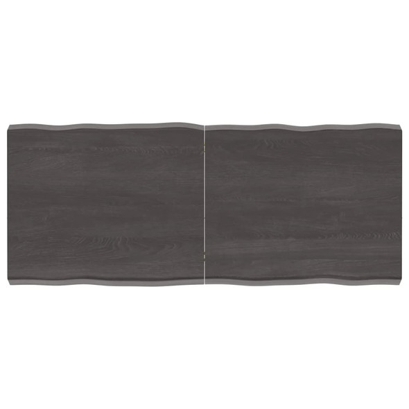 Table Top Dark Grey 120x50x6 cm Treated Solid Wood Oak Live Edge