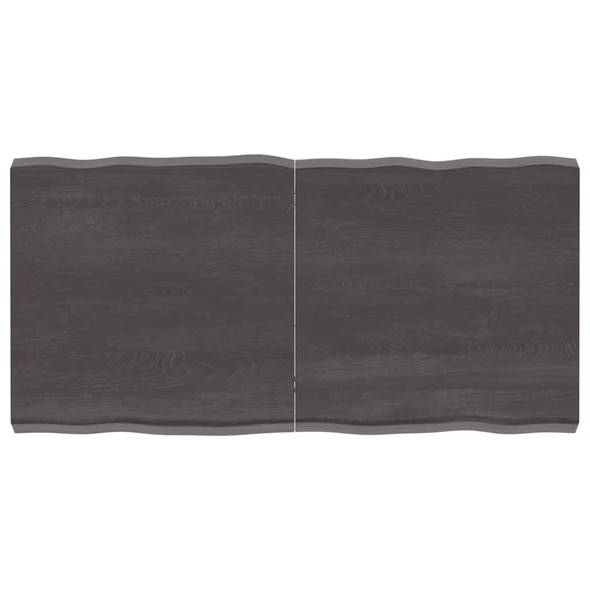 Table Top Dark Grey 120x60x6 cm Treated Solid Wood Oak Live Edge