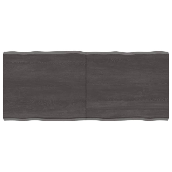 Table Top Dark Grey 140x60x4 cm Treated Solid Wood Oak Live Edge